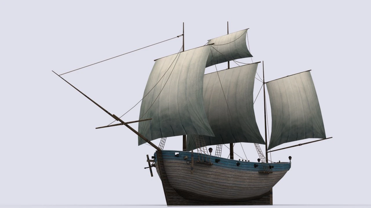 small sailing ship 3D Model .c4d .max .obj .3ds .fbx .stl .blend 