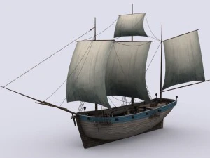 small sailing ship 3D Model