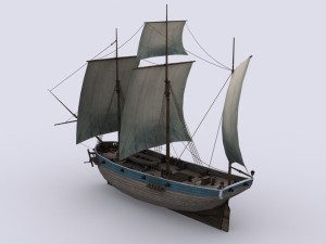 small sailing ship 3Dモデル