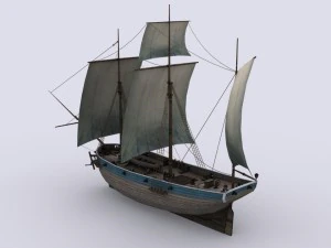 small sailing ship 3D Model
