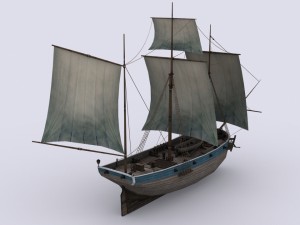 small sailing ship 3Dモデル