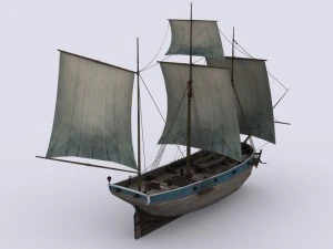 small sailing ship 3D Model