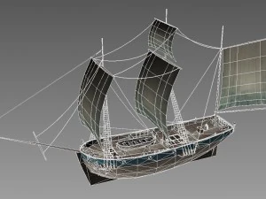 small sailing ship 3D Model