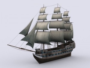 three sailing ship 3D Модель
