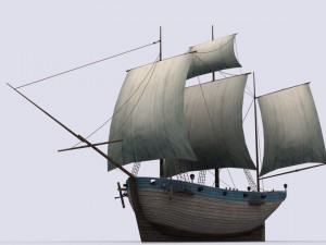 three sailing ship 3D Модель