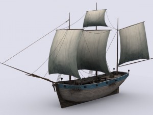 three sailing ship 3D Модель