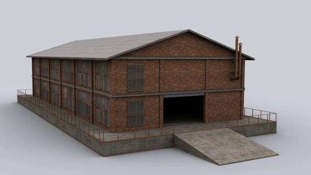 hangar in mattoni Modello 3D .c4d .max .obj .3ds .fbx .stl .blend