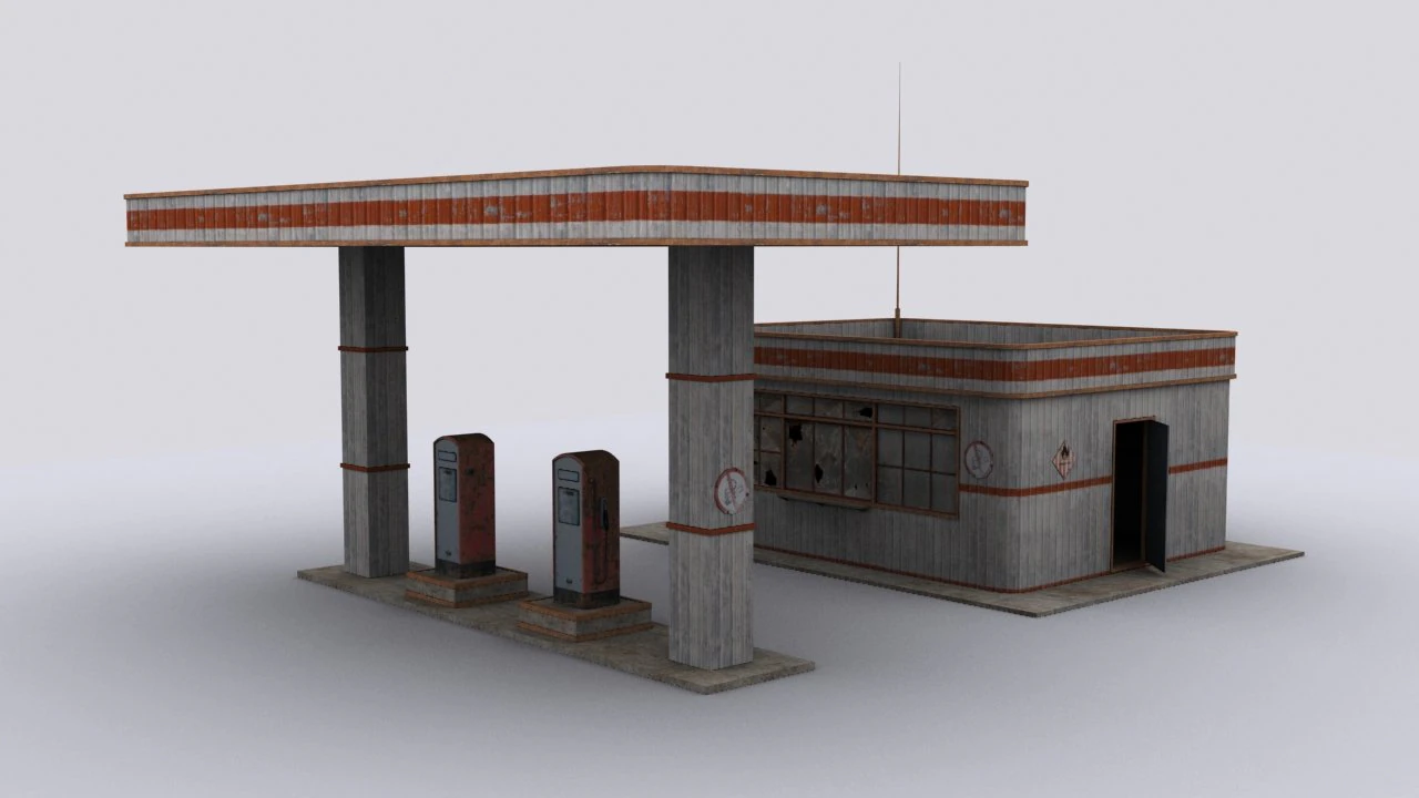 stazione di servizio Modello 3D .c4d .max .obj .3ds .fbx .stl .blend 
