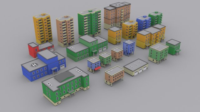 pack houses 1 3D मॉडल .c4d .max .obj .3ds .fbx .stl .blend 