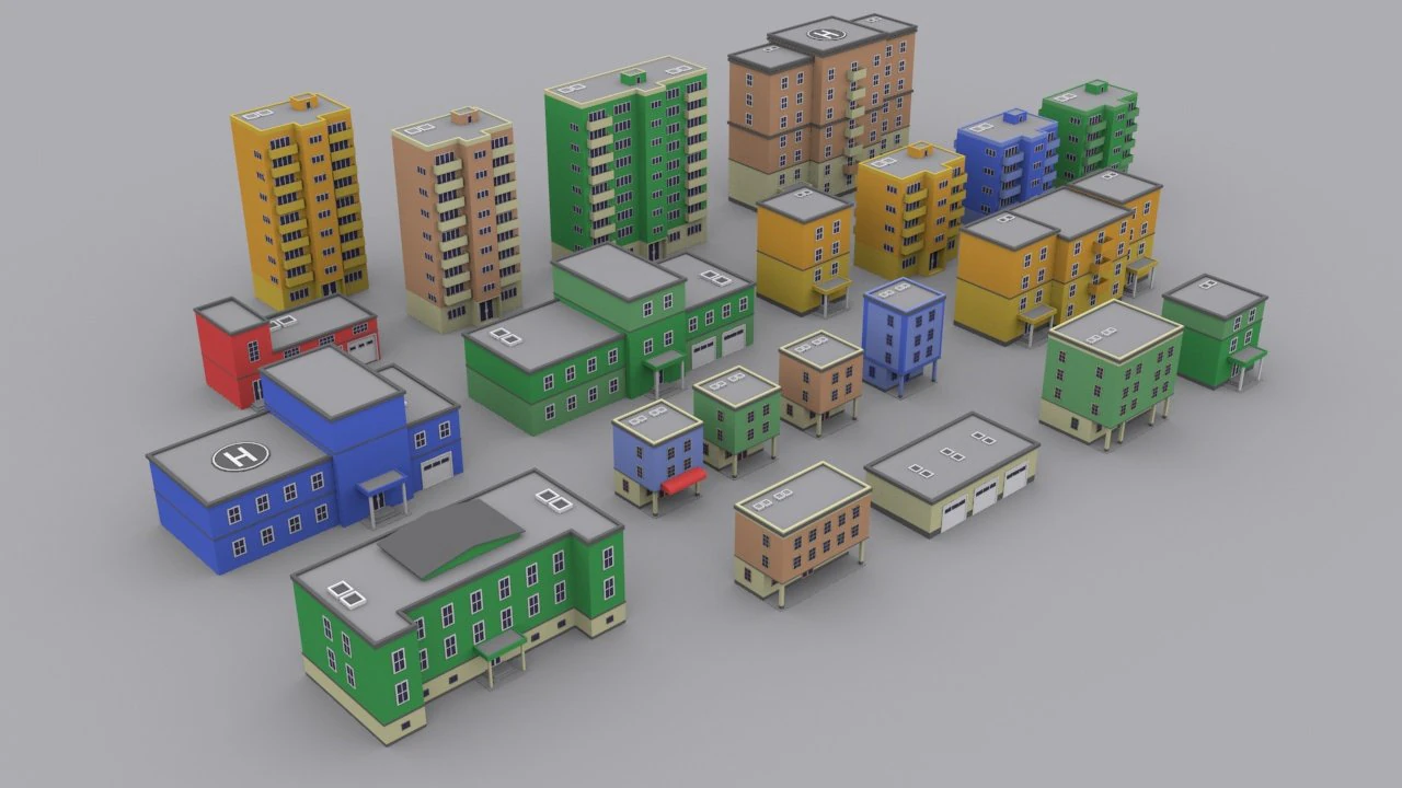 pack houses 1 3D Model .c4d .max .obj .3ds .fbx .stl .blend 