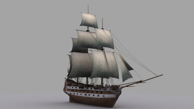 frigate 3D Model .c4d .max .obj .3ds .fbx .stl .blend 
