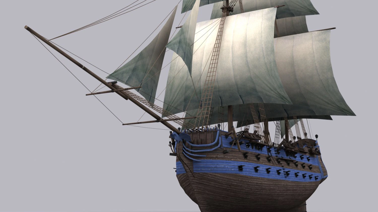 frigate blue 3D Model .c4d .max .obj .3ds .fbx .stl .blend 