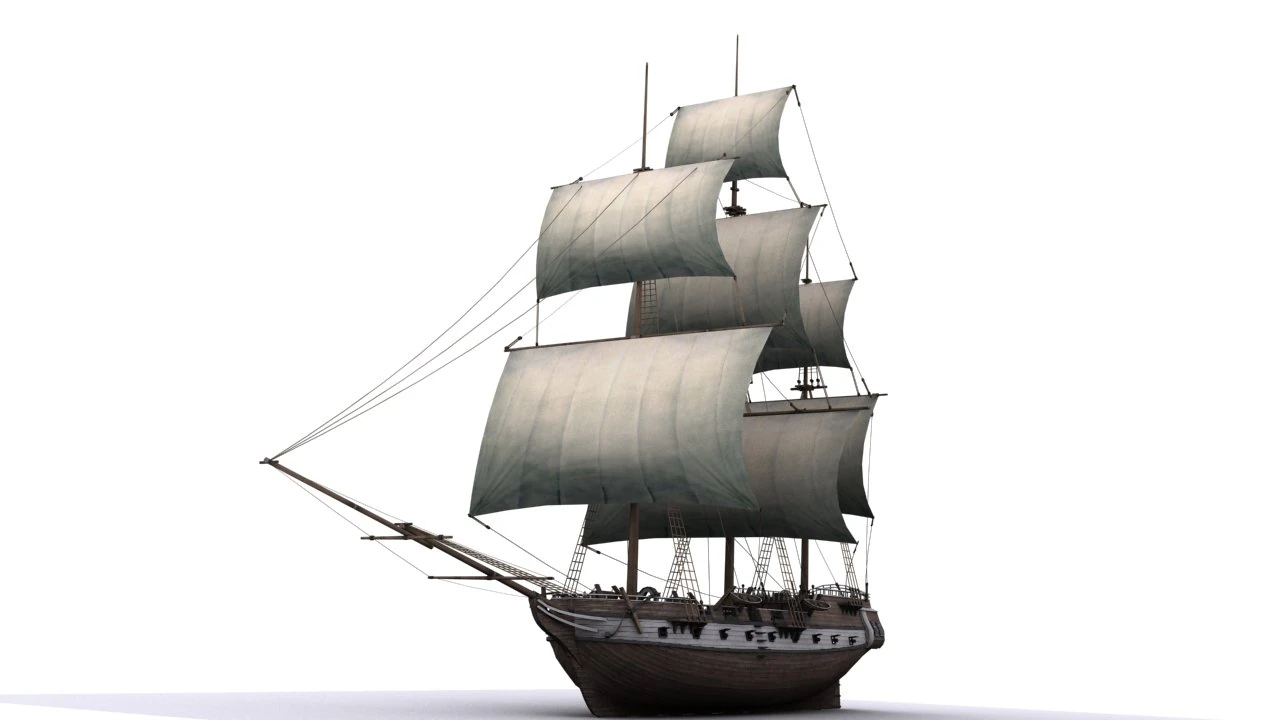 warship brig 3D Model .c4d .max .obj .3ds .fbx .stl .blend