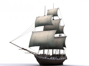 warship brig 3D Model
