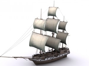 warship brig 3D Model