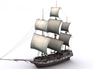 warship brig 3D Model