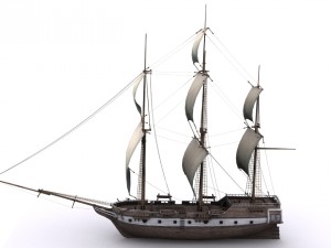warship brig 3D Model