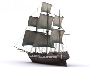 warship brig 3D Model