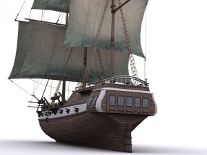 warship brig 3D Model