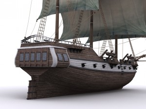 warship brig 3D Model