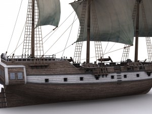 warship brig 3D Model