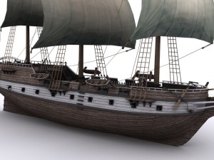 warship brig 3D Model