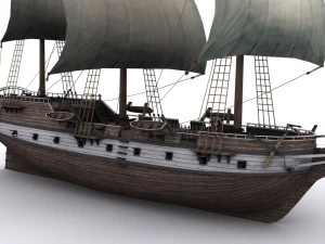 warship brig 3D Model