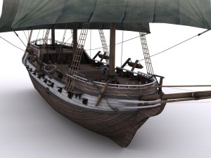 warship brig 3D Model