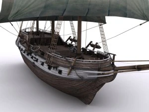 warship brig 3D Model