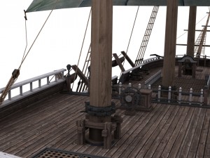 warship brig 3D Model