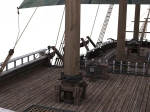 warship brig 3D Model