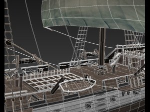 warship brig 3D Model