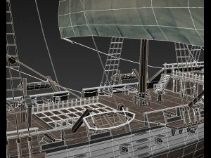 warship brig 3D Model