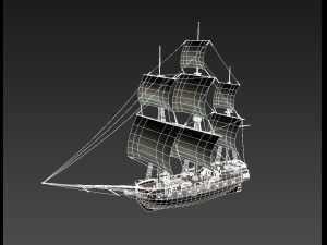 warship brig 3D Model
