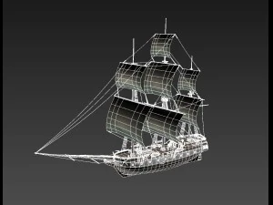 warship brig 3D Model