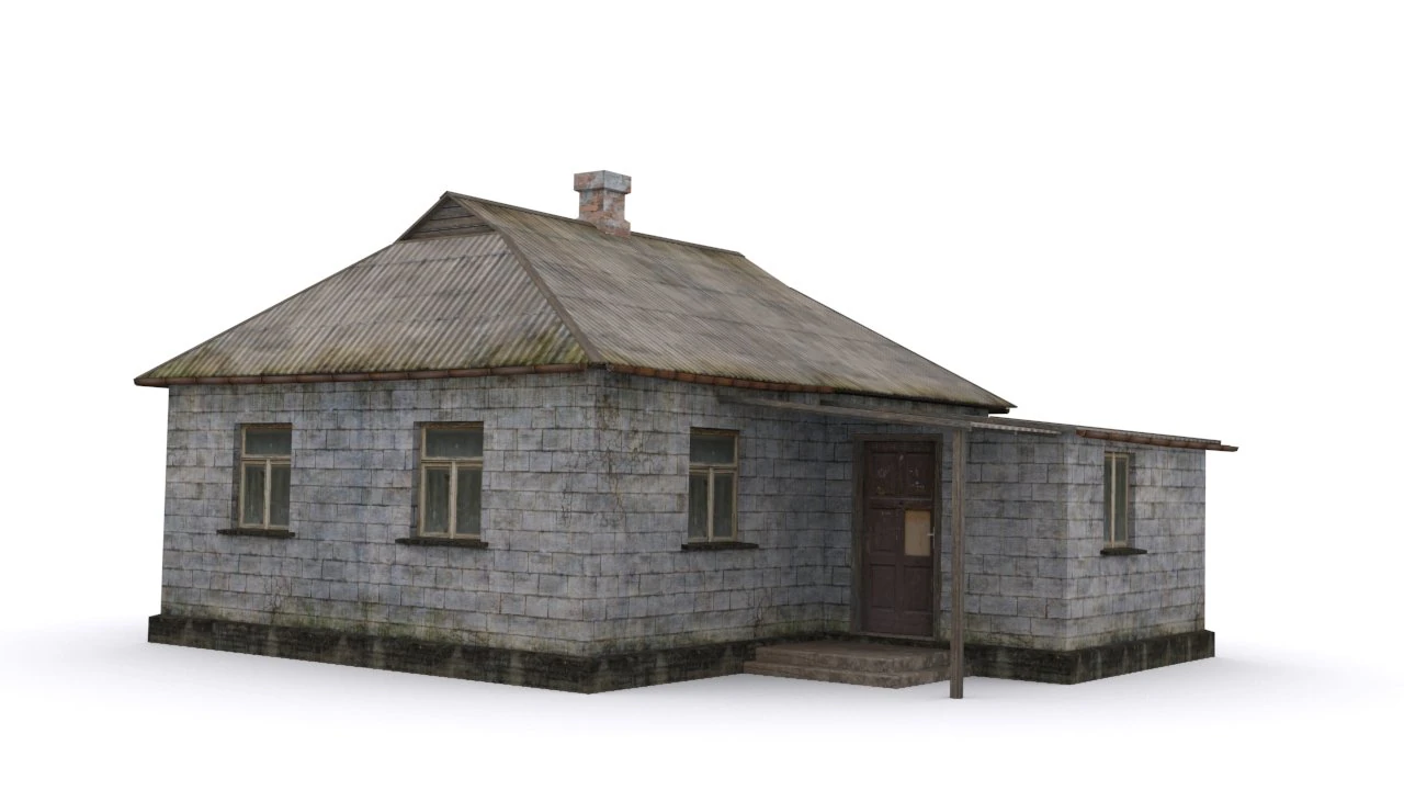 old brick house 3D Model .c4d .max .obj .3ds .fbx .stl .blend 
