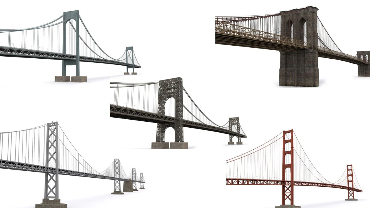 american bridges 3D Model .c4d .max .obj .3ds .fbx .stl .blend