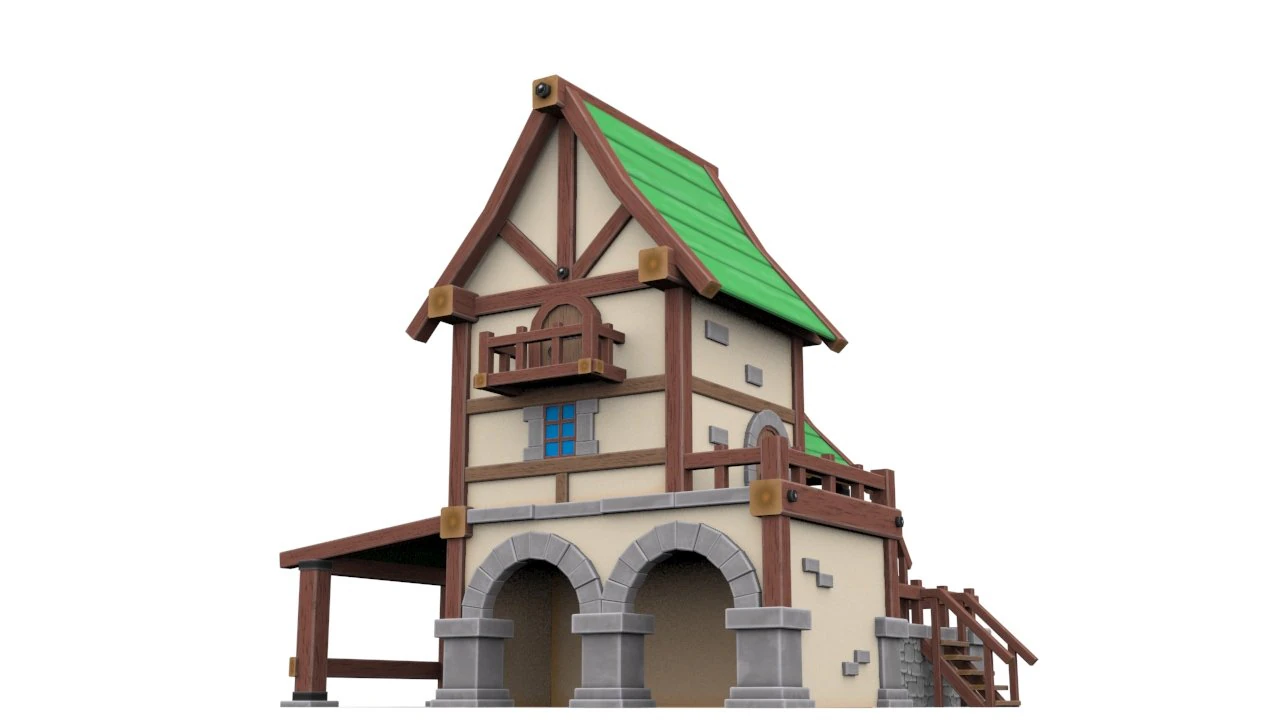cartoon house 3D Model .c4d .max .obj .3ds .fbx .stl .blend