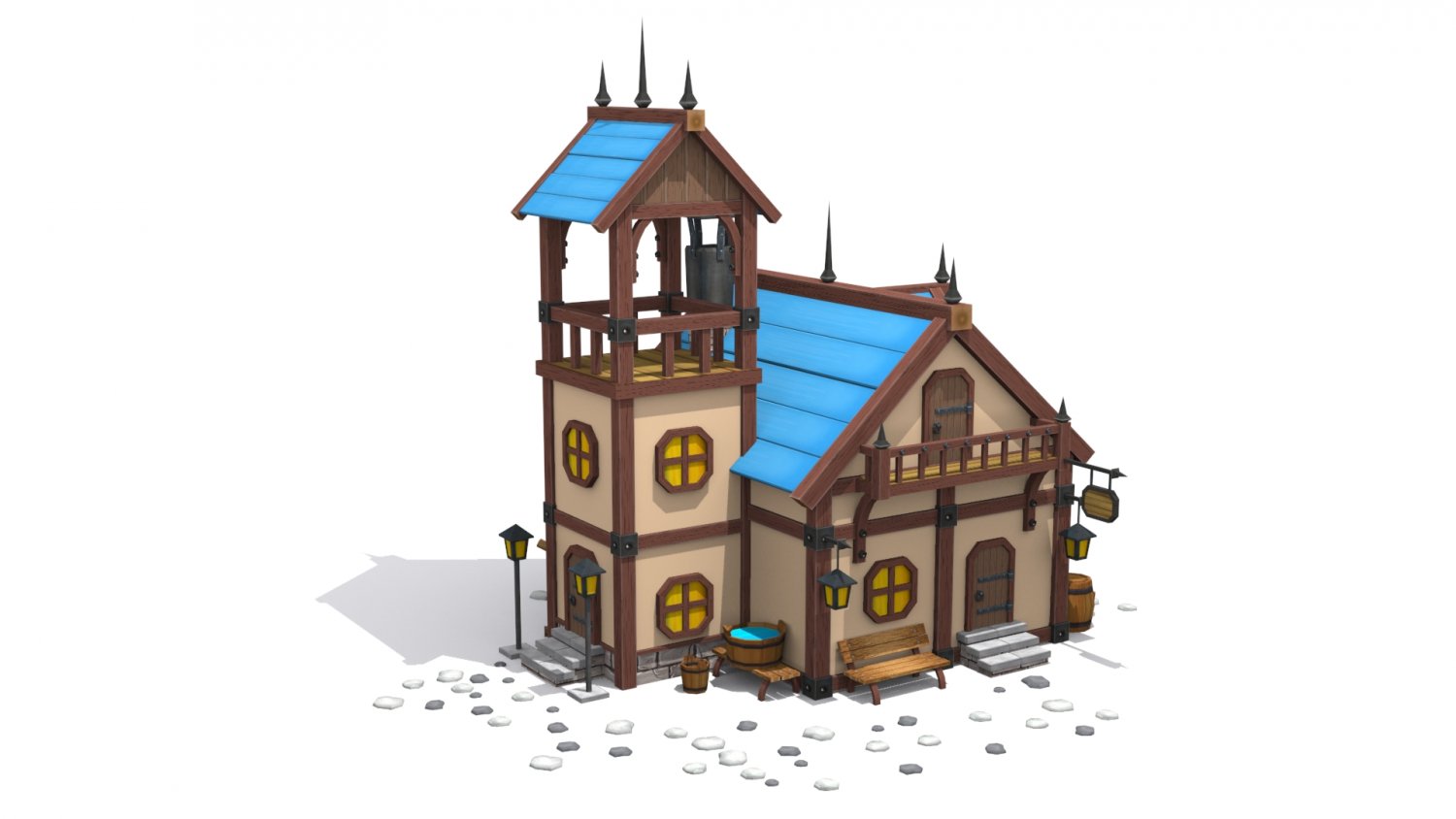 cartoon house 3D Model in Fantasy 3DExport