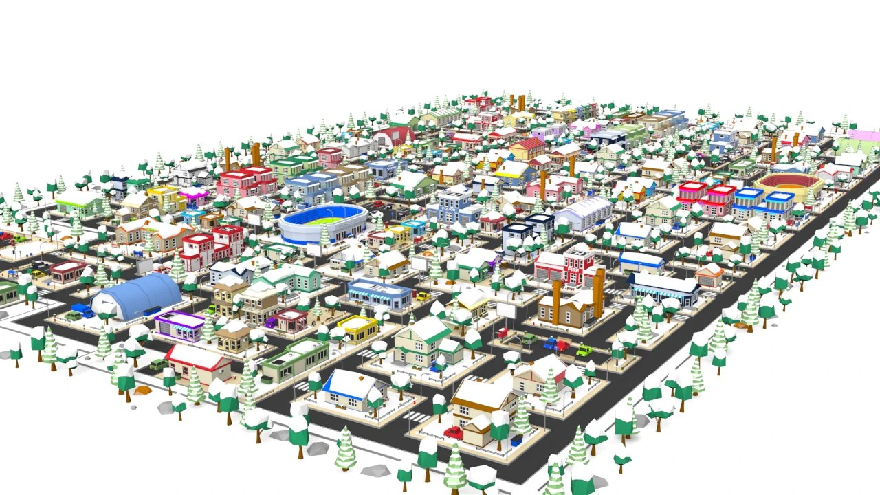 cartoon city 3D Model .c4d .max .obj .3ds .fbx .stl .blend