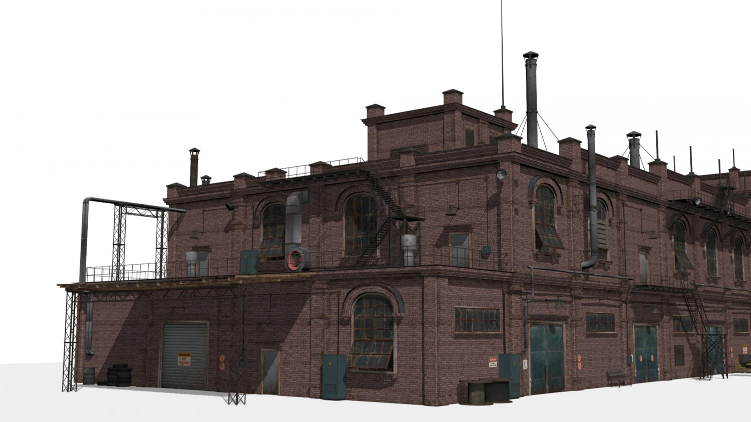 Old factory 3D Model .c4d .max .obj .3ds .fbx .stl .blend 