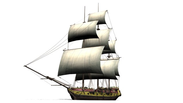 Warship brig 3D Model .c4d .max .obj .3ds .fbx .stl .blend 