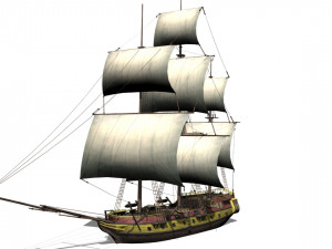 Warship brig 3D Model