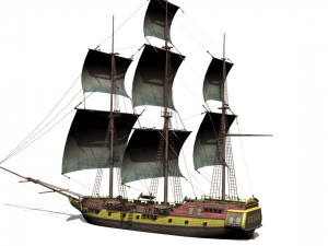 Warship brig 3D Model