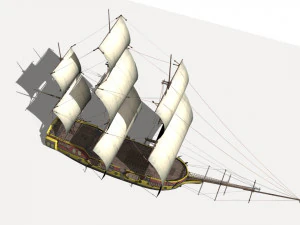 Warship brig 3D Model