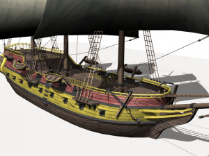 Warship brig 3D Model