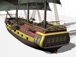 Warship brig 3D Model
