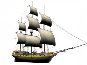 Warship brig 3D Model