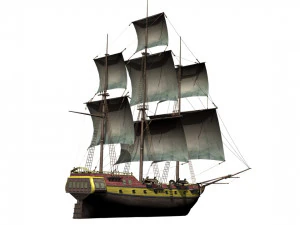 Warship brig 3D Model