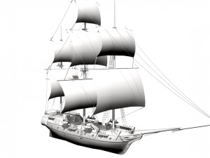 Warship brig 3D Model